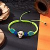 Adjustable Synthetic Dyed Turquoise & Magnesite Braided Bead Bracelets BJEW-JB10603-03-2