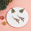 ANATTASOUL 2 Pairs 2 Style Rhinestone Christmas Tree & Leaf Dangle Stud Earrings EJEW-AN0001-99-7