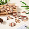 Pandahall 12Pcs 6 Styles Wenge Wood & Sandalwood & White Ash Pendants WOOD-TA0001-94-6