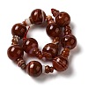 Natural Dyed & Heated Banded Agate 3-Hole Guru Bead Strands G-K149-55-2