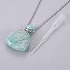 Natural Amazonite Openable Perfume Bottle Pendant Necklaces G-K295-A04-P-3