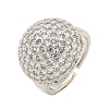 Real Platinum Plated Brass Micro Pave Clear Cubic Zirconia Cuff Rings RJEW-L113-017P-03-1