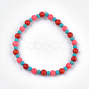 Synthetic Coral Beaded Stretch Bracelets BJEW-S134-76-1