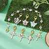 7Pcs Cross & Butterfly Alloy Enamel Knitting Row Counter Chains & Locking Stitch Markers Kits HJEW-JM01336-4