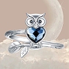 Alloy Rhinestone Owl Finger Rings for Women PW-WG327F8-01-2