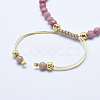 Natural Rhodochrosite Braided Bead Bracelets BJEW-I258-H02-2