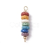 Natural Lava Rock Dyed Beaded Connector Charms PALLOY-JF02537-01-1