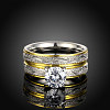 Trendy 316L Titanium Steel Cubic Zirconia Couple Rings for Women RJEW-BB06902-8A-2