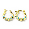 Ion Plating(IP) 304 Stainless Steel Round Beads Wrap Hoop Earrings with Enamel for Women EJEW-G293-16B-G-1