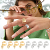 8Pcs 4 Style 304 Stainless Steel Open Cuff Finger Rings with Leaf Charms RJEW-AB00008-6