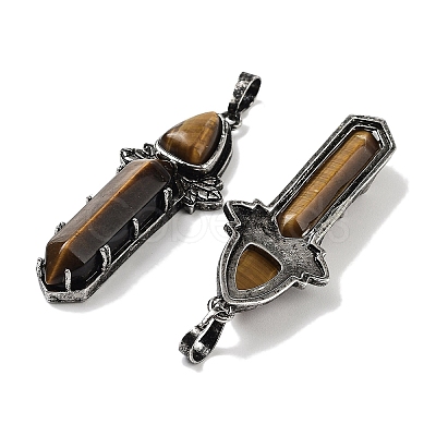 Natural Tiger Eye Sword Big Pendants G-Q163-08AS-08-1