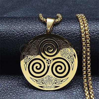 304 Stainless Steel Pendant Necklaces NJEW-K253-01G-1