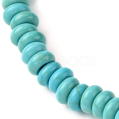 Synthetic Turquoise Flat Round Beaded Stretch Bracelets for Women BJEW-JB09717-07-1