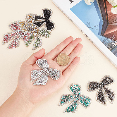 Gorgecraft 8Pcs 8 Colors Bowknot Resin Rhinestone Patches DIY-GF0005-28-1