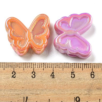 UV Plating Iridescent Acrylic Beads OACR-G039-07-1