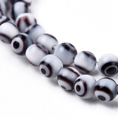 Handmade Evil Eye Lampwork Round Bead Strands LAMP-L055-4mm-09-1