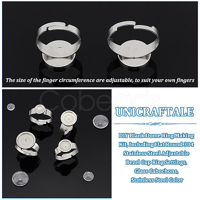 Unicraftale DIY Blank Dome Ring Making Kit FIND-UN0002-41-1