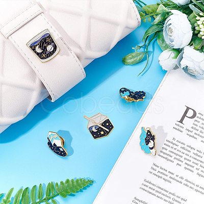 SUNNYCLUE 5Pcs 5 Styles Alloy Enamel Brooches JEWB-SC0001-06-1