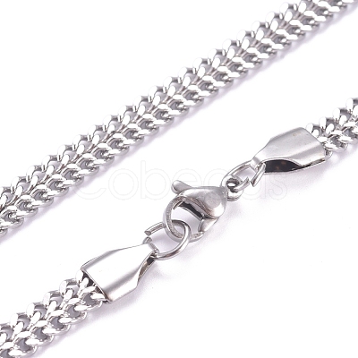 Non-Tarnish Men's 304 Stainless Steel Diamond Cut Cuban Link Chain Necklaces NJEW-G340-11P-1