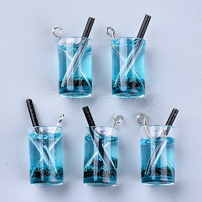 Imitation Juice Draft Beer Resin Pendants CRES-S359-15B-1