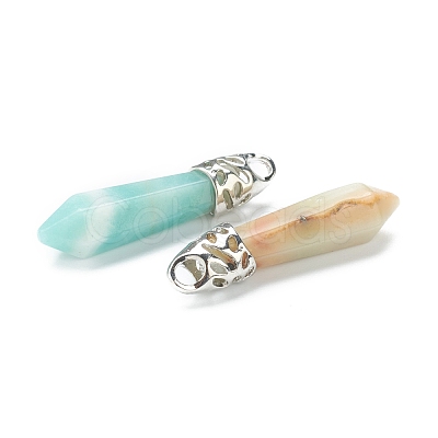 Bullet Natural Flower Amazonite Pointed Pendants G-E332-C38-1