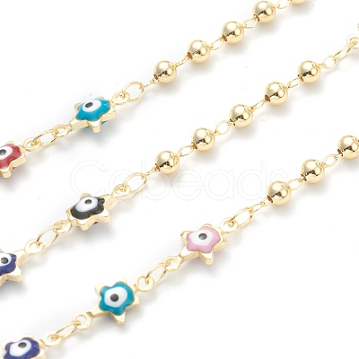 Golden Brass Enamel Link Chain CHC-H103-11A-G-1