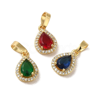 Brass Micro Pave Cubic Zirconia Pendants KK-R162-064G-1