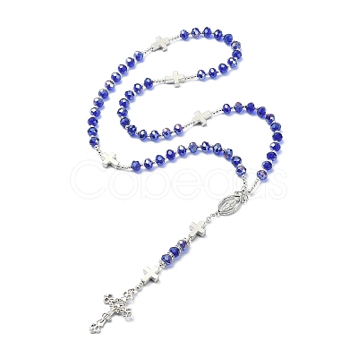 Glass Rosary Bead Necklaces NJEW-TA00080-1