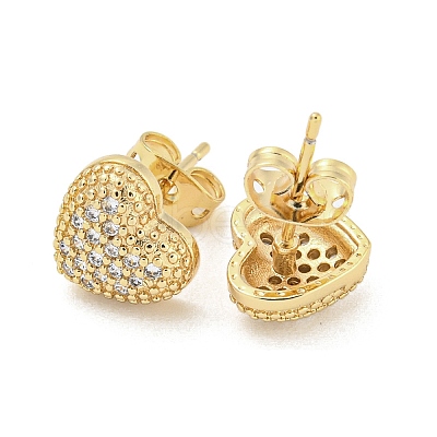 Brass Micro Pave Cubic Zirconia Ear Studs EJEW-P261-27G-G-1