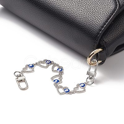 Alloy Enamel Heart with Evil Eye Link Chain Bag Extender Chains AJEW-BA00104-1