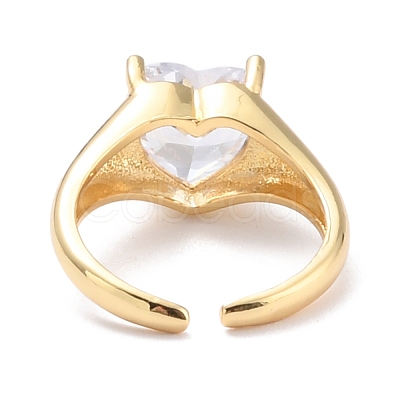 Heart Cubic Zirconia Bling Finger Ring ZIRC-C025-04G-1