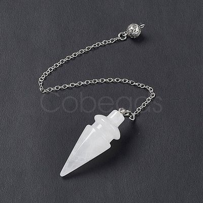 Natural Quartz Crystal Pointed Dowsing Pendulums AJEW-B020-01P-07-1