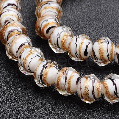 Handmade Gold Sand Lampwork Rondelle Beads Strands LAMP-I010-C-10-1