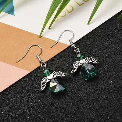 Electroplate Glass Dangle Earrings X-EJEW-JE04319-1