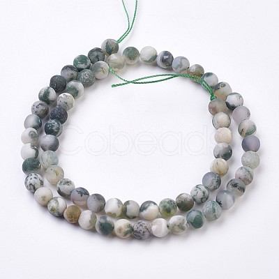 Natural Tree Agate Bead Strands G-J376-11F-6mm-1