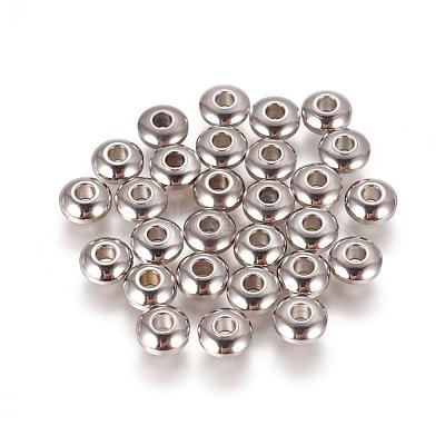 Tarnish Resistant 304 Stainless Steel Smooth Rondelle Beads STAS-M006-03-1