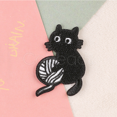 Cat Shape Computerized Embroidery Cloth Iron on/Sew on Patches DIAM-PW0015-10A-1