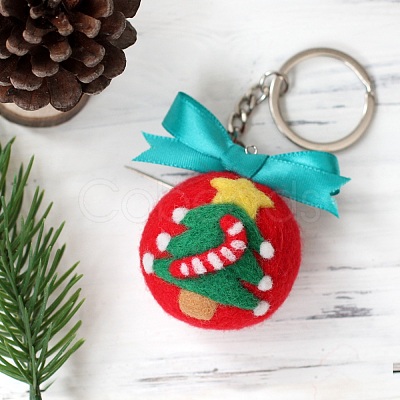 Christmas Theme Needle Felting Keychain Kit with Instructions DIY-F111-03-1