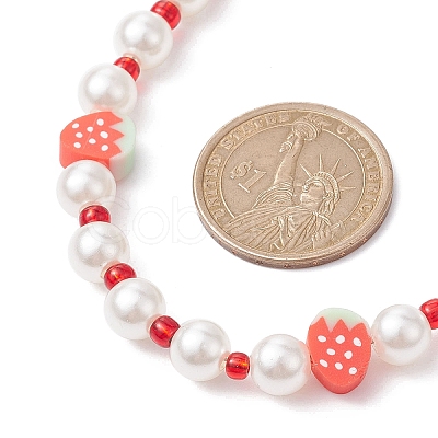 Fruit Polymer Clay & Glass Seed & Acrylic Pearl Beaded Necklace NJEW-JN04582-01-1