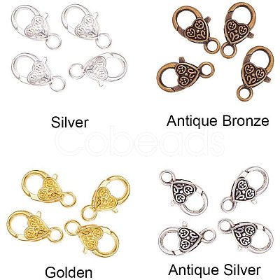 Tibetan Style Heart Lobster Claw Clasps PALLOY-PH0012-58-1