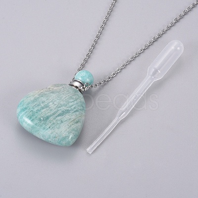 Natural Amazonite Openable Perfume Bottle Pendant Necklaces G-K295-A04-P-1