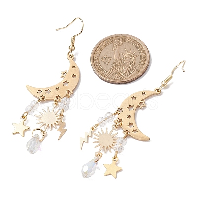 Moon & Star & Sun & Lightning Alloy Chandelier Earrings EJEW-JE05718-1