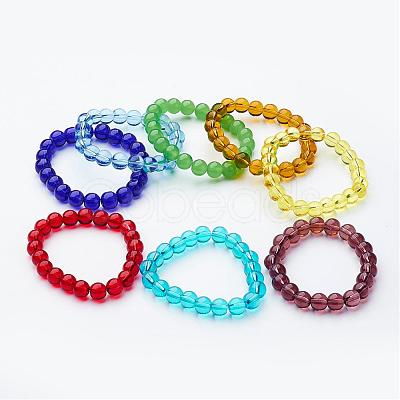 Round Glass Stretch Bracelets BJEW-F235-04-1