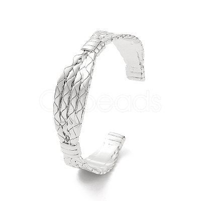 Brass Twist Rope Open Cuff Bangle for Women BJEW-F445-08P-1