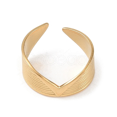 Stainless Steel V Shaped Cuff Rings RJEW-L114-01G-1