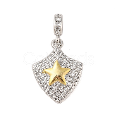 Rack Plating Brass Micro Pave Clear Cubic Zirconia Pendants X-KK-S380-37A-P-1