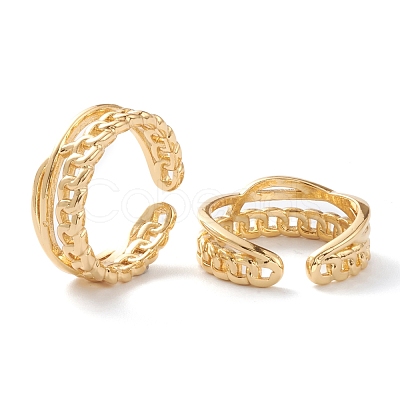 Brass Cuff Rings RJEW-H131-03G-1