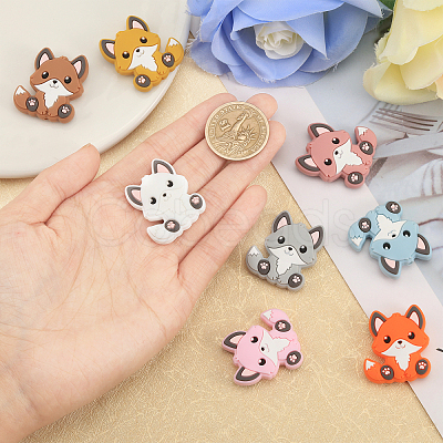 CHGCRAFT 16Pcs 8 Colors Fox Food Grade Eco-Friendly Silicone Beads SIL-CA0003-08-1