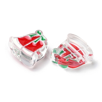 Christmas Decorations Theme Opaque Acrylic Bead with Enamel OACR-Z021-01H-1