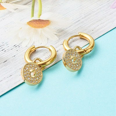 Padlock Brass Micro Pave Cubic Zirconia Dangle Earrings EJEW-JE04571-1